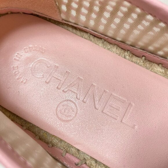 CHANELPink Cream Cotton Leather Women's Shoes 431-051725 - Picture 7 of 8